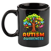 Autism Accept Understand Love Autism Awareness Tree Teacher 11oz C Handle Ceramic Mug