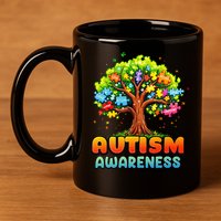 Autism Accept Understand Love Autism Awareness Tree Teacher 11oz C Handle Ceramic Mug