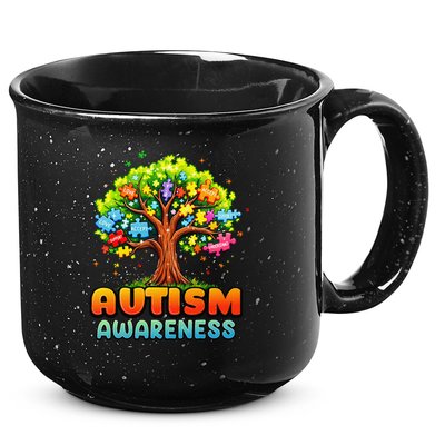 Autism Accept Understand Love Autism Awareness Tree Teacher 15oz Campfire Ceramic Mug