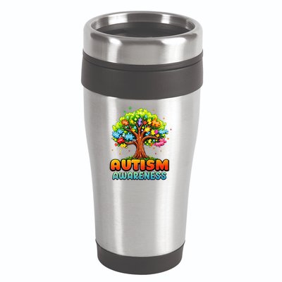 Autism Accept Understand Love Autism Awareness Tree Teacher 16oz Travel Tumbler