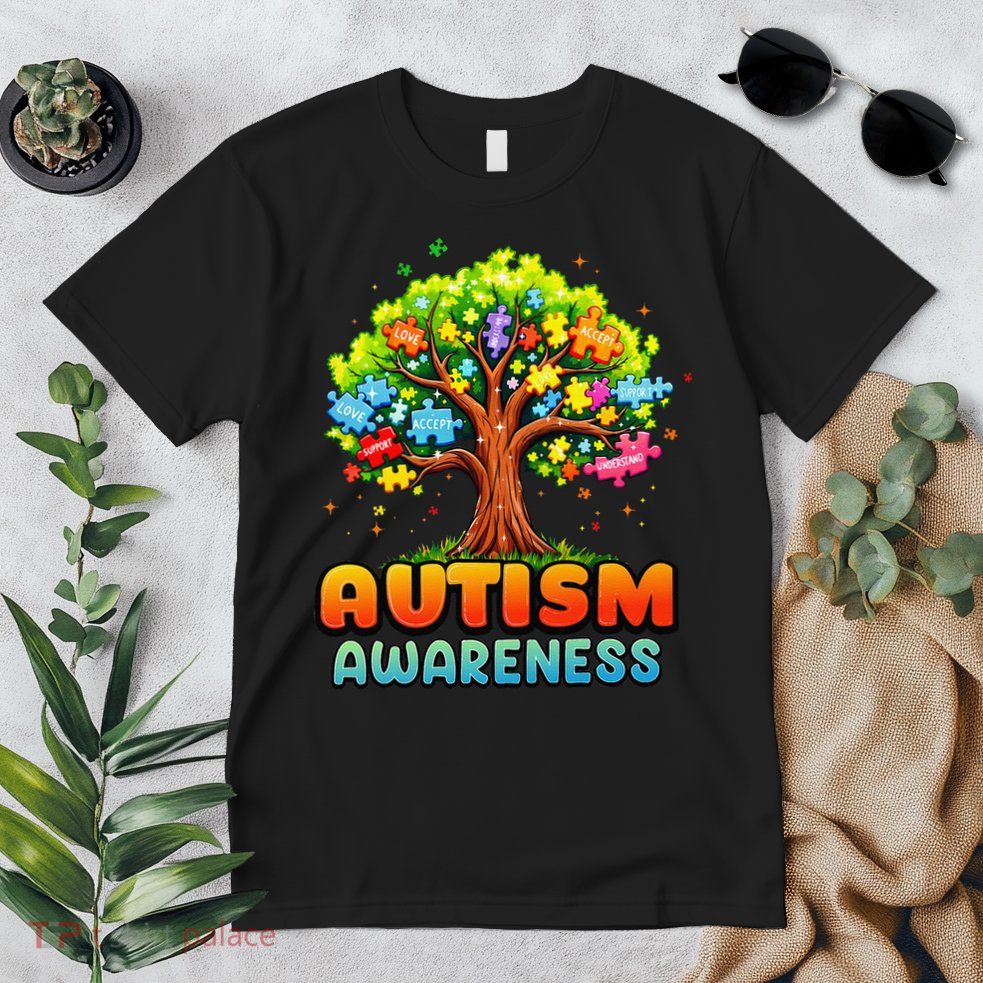 Autism Accept Understand Love Autism Awareness Tree Teacher Premium T-Shirt