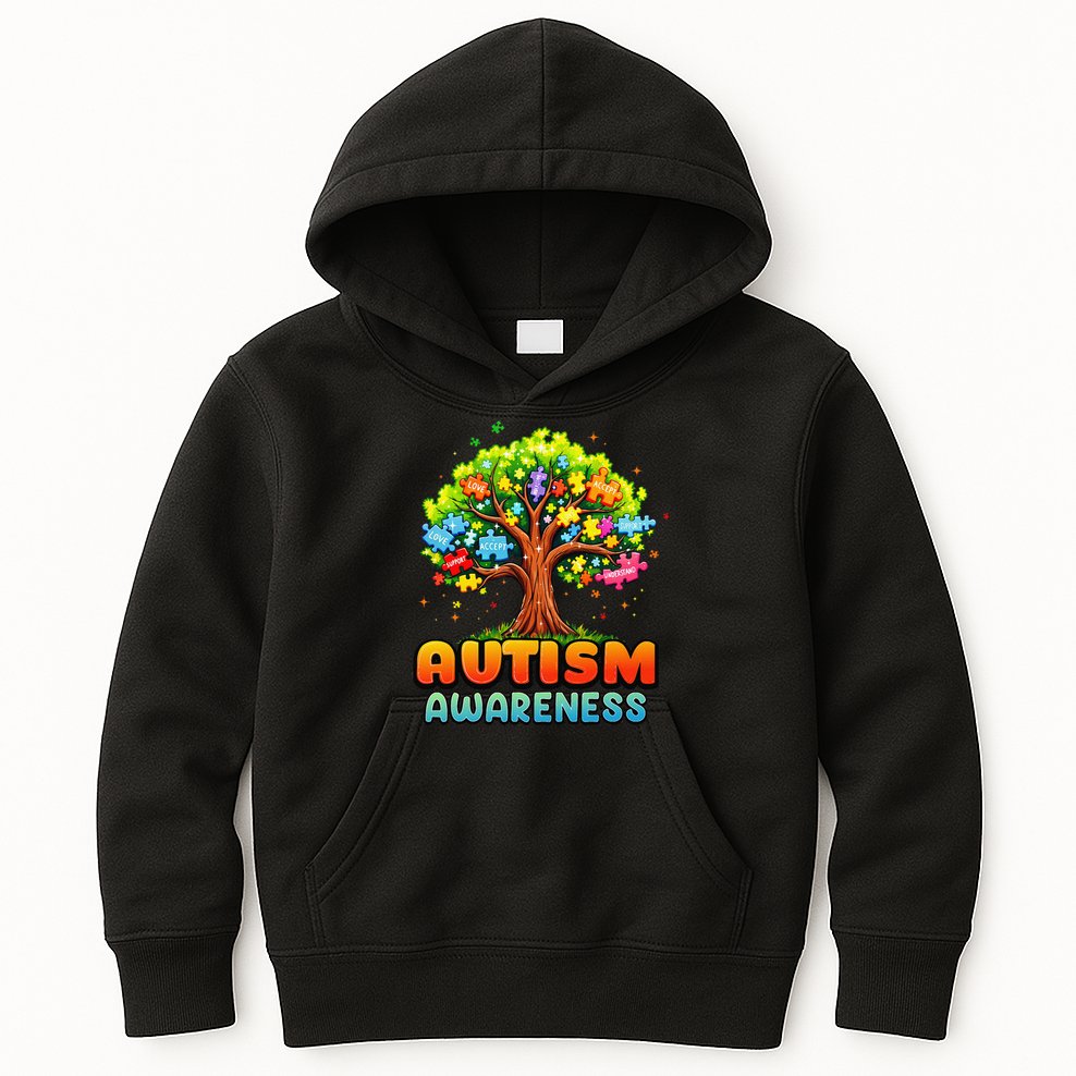 Autism Accept Understand Love Autism Awareness Tree Teacher Kids Hoodie