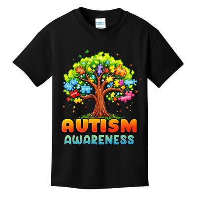Autism Accept Understand Love Autism Awareness Tree Teacher Kids T-Shirt