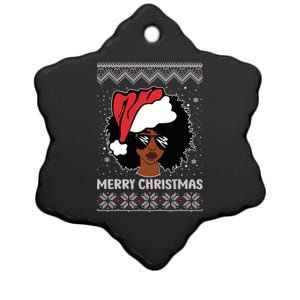 African American Ugly Christmas Pajama Gift Ceramic Star Ornament