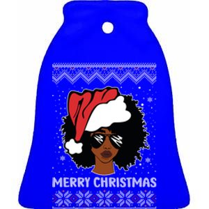 African American Ugly Christmas Pajama Gift Ceramic Bell Ornament