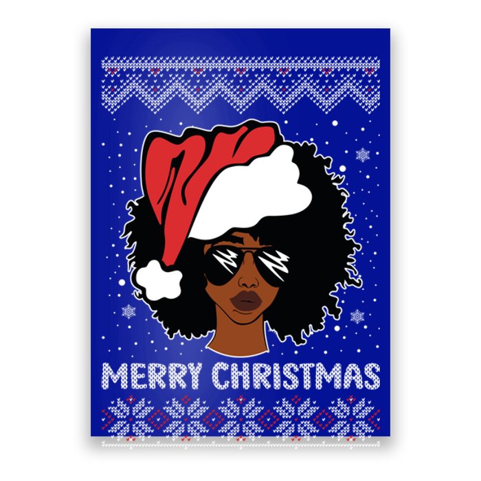 African American Ugly Christmas Pajama Gift Poster