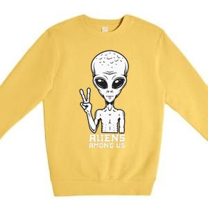 Aliens Among Us Space Astronaut Extraterrestrial Premium Crewneck Sweatshirt