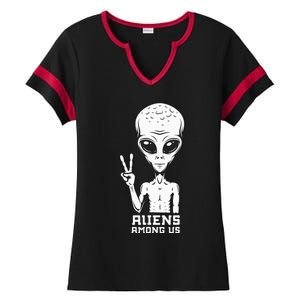 Aliens Among Us Space Astronaut Extraterrestrial Ladies Halftime Notch Neck Tee