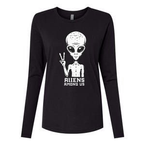 Aliens Among Us Space Astronaut Extraterrestrial Womens Cotton Relaxed Long Sleeve T-Shirt