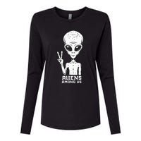 Aliens Among Us Space Astronaut Extraterrestrial Womens Cotton Relaxed Long Sleeve T-Shirt