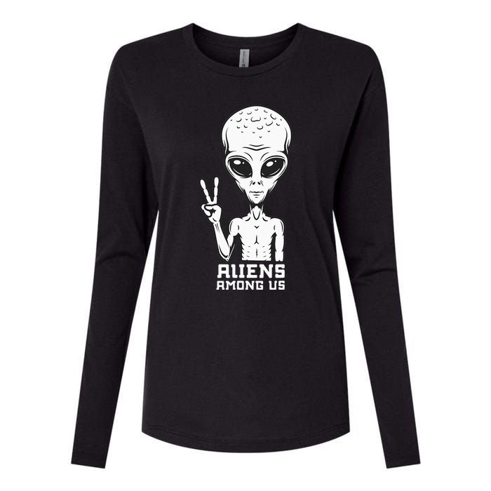 Aliens Among Us Space Astronaut Extraterrestrial Womens Cotton Relaxed Long Sleeve T-Shirt