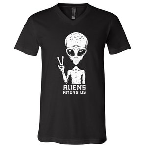 Aliens Among Us Space Astronaut Extraterrestrial V-Neck T-Shirt