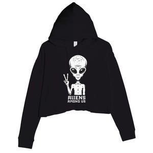 Aliens Among Us Space Astronaut Extraterrestrial Crop Fleece Hoodie