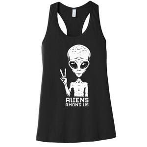 Aliens Among Us Space Astronaut Extraterrestrial Women's Racerback Tank