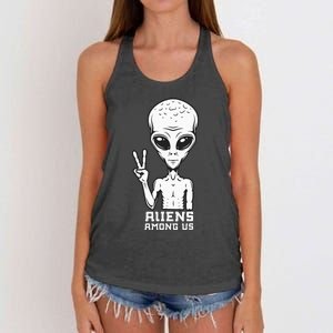 Aliens Among Us Space Astronaut Extraterrestrial Women's Knotted Racerback Tank