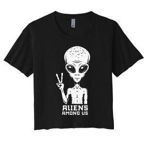 Aliens Among Us Space Astronaut Extraterrestrial Women's Crop Top Tee