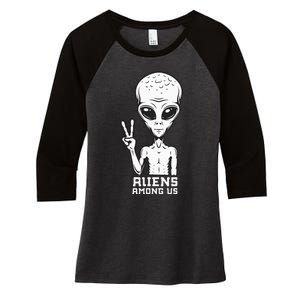 Aliens Among Us Space Astronaut Extraterrestrial Women's Tri-Blend 3/4-Sleeve Raglan Shirt