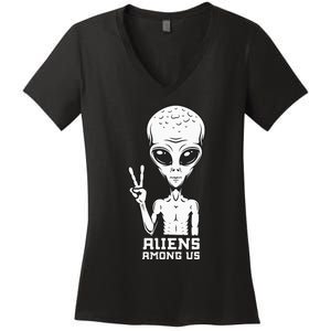 Aliens Among Us Space Astronaut Extraterrestrial Women's V-Neck T-Shirt