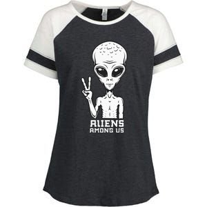 Aliens Among Us Space Astronaut Extraterrestrial Enza Ladies Jersey Colorblock Tee