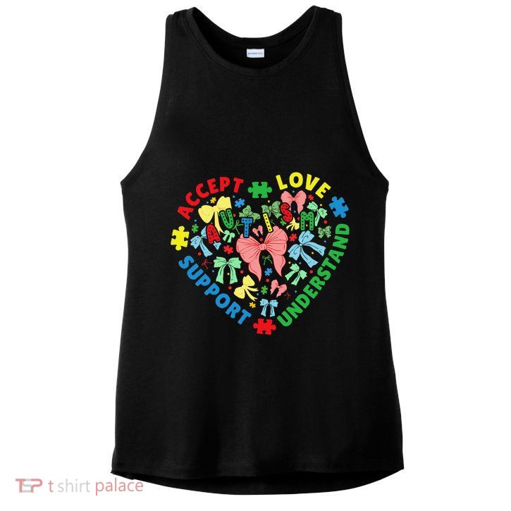 Autism Accept Understand Love Support Autism Awareness Ladies PosiCharge Tri-Blend Wicking Tank