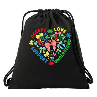 Autism Accept Understand Love Support Autism Awareness Drawstring Bag