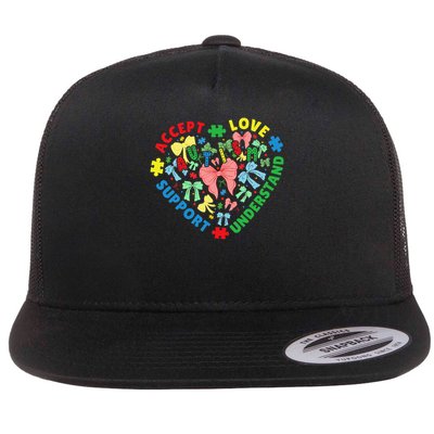 Autism Accept Understand Love Support Autism Awareness Flatbill Hat