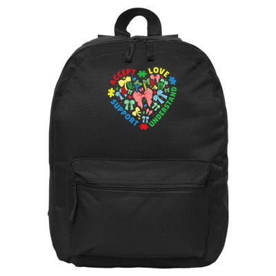 Autism Accept Understand Love Support Autism Awareness 16 in Basic Backpack