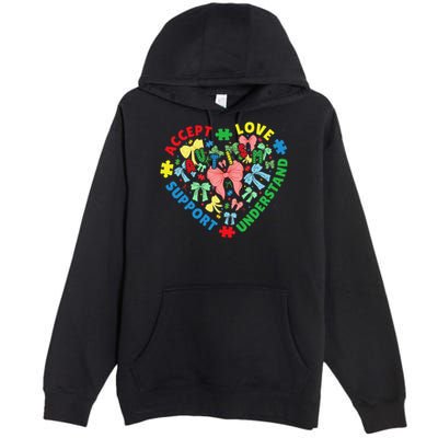 Autism Accept Understand Love Support Autism Awareness Premium Pullover Hoodie