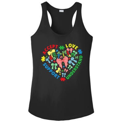 Autism Accept Understand Love Support Autism Awareness Ladies PosiCharge Competitor Racerback Tank