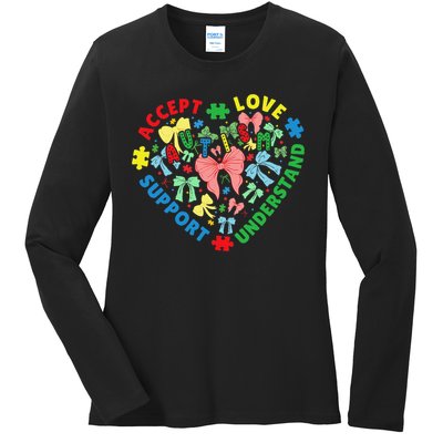 Autism Accept Understand Love Support Autism Awareness Ladies Long Sleeve Shirt