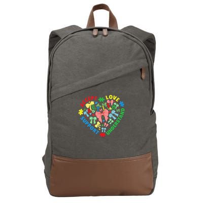 Autism Accept Understand Love Support Autism Awareness Cotton Canvas Backpack