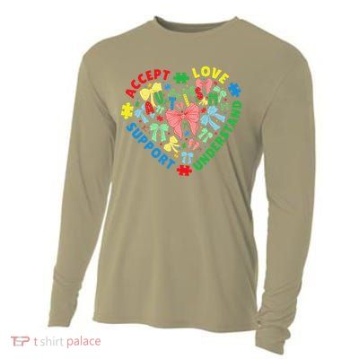 Autism Accept Understand Love Support Autism Awareness Cooling Performance Long Sleeve Crew