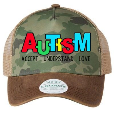 Autism, Accept Understand Love, Autism Awareness Legacy Tie Dye Trucker Hat