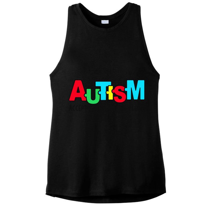 Autism, Accept Understand Love, Autism Awareness Ladies PosiCharge Tri-Blend Wicking Tank