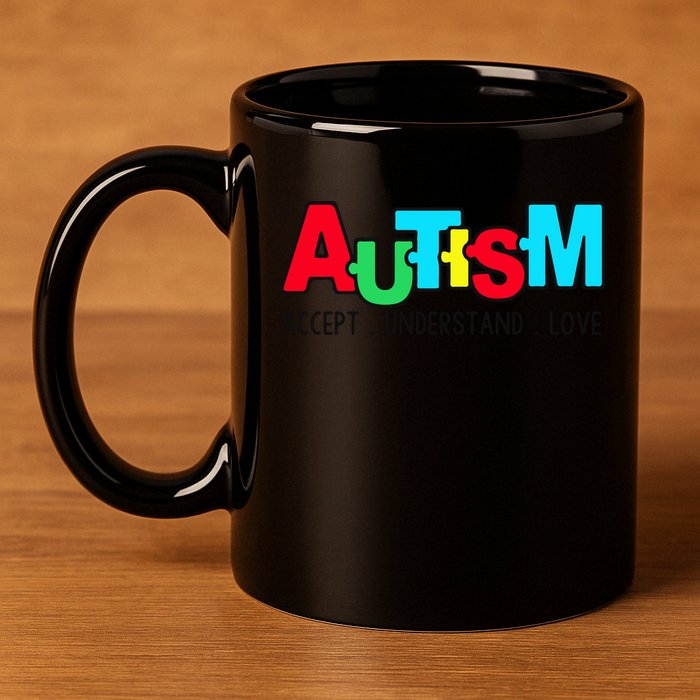 Autism, Accept Understand Love, Autism Awareness 11oz C Handle Ceramic Mug