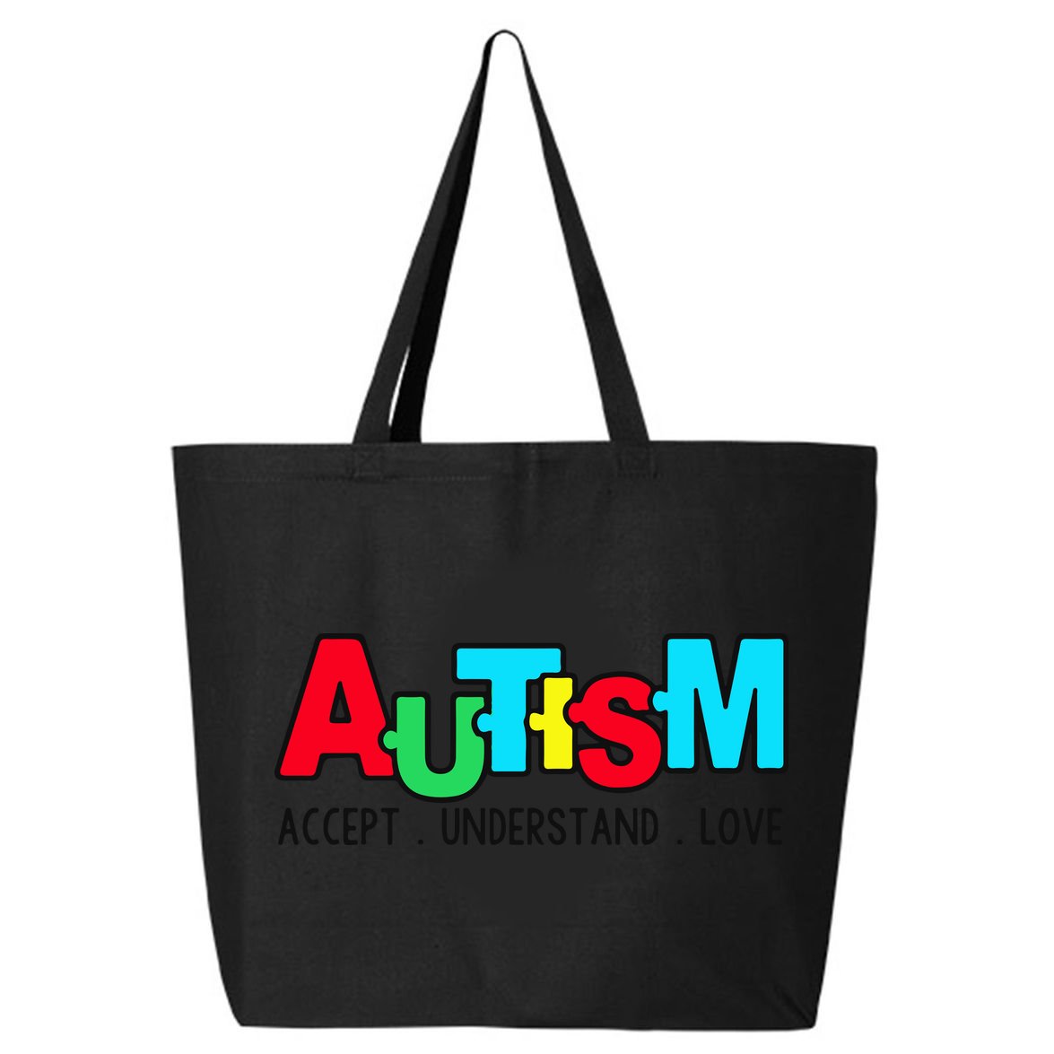 Autism, Accept Understand Love, Autism Awareness 25L Jumbo Tote