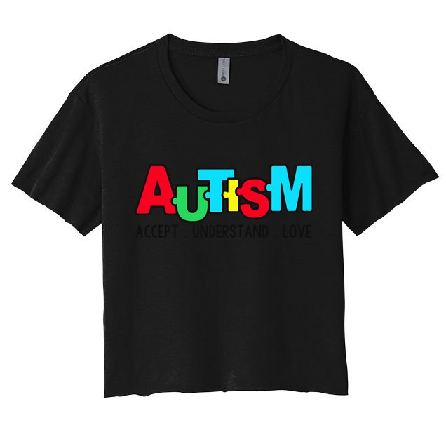 Autism, Accept Understand Love, Autism Awareness Crop Top