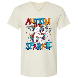 Autism Awareness Unicorn For Autism Mom Girl V-Neck T-Shirt