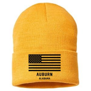 Auburn Alabama Usa American Flag Patriotic Sustainable Knit Beanie