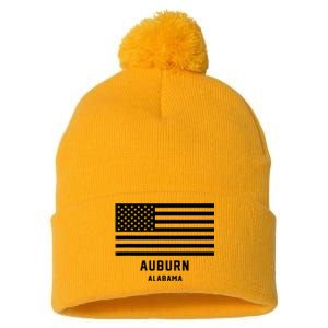 Auburn Alabama Usa American Flag Patriotic Pom Pom 12in Knit Beanie