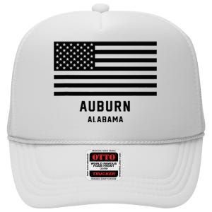 Auburn Alabama Usa American Flag Patriotic High Crown Mesh Back Trucker Hat