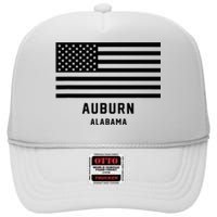 Auburn Alabama Usa American Flag Patriotic High Crown Mesh Back Trucker Hat