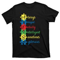 Autism Always Unique Totally Intelligent Sometimes Mysterious Autism Awareness T-Shirt