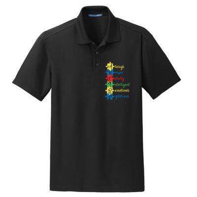 Autism Always Unique Totally Intelligent Sometimes Mysterious Autism Awareness Dry Zone Grid Polo