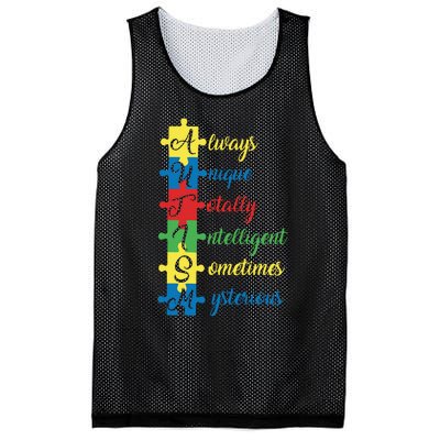 Autism Always Unique Totally Intelligent Sometimes Mysterious Autism Awareness Mesh Reversible Basketball Jersey Tank