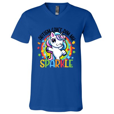 Autism Awareness Unicorn Gift For Autism Mom Funny Gift V-Neck T-Shirt