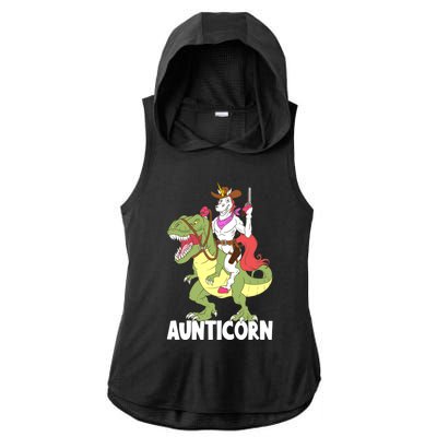 Aunticorn Aunt Unicorn Riding Trex Dinosaur Cow Sheriff Gift Ladies PosiCharge Tri-Blend Wicking Draft Hoodie Tank