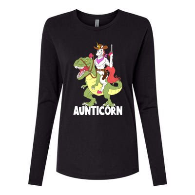 Aunticorn Aunt Unicorn Riding Trex Dinosaur Cow Sheriff Gift Womens Cotton Relaxed Long Sleeve T-Shirt