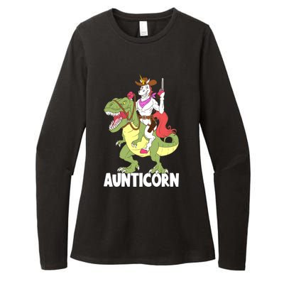 Aunticorn Aunt Unicorn Riding Trex Dinosaur Cow Sheriff Gift Womens CVC Long Sleeve Shirt