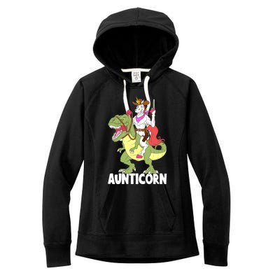 Aunticorn Aunt Unicorn Riding Trex Dinosaur Cow Sheriff Gift Women's Fleece Hoodie